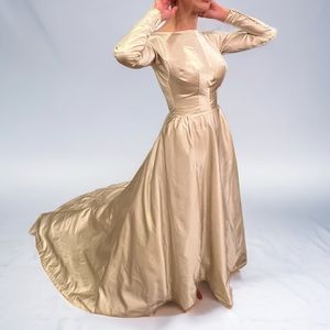 Vintage Neiman Marcus satin 1950s wedding gown